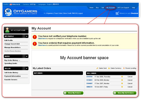 OffGamers My Account
