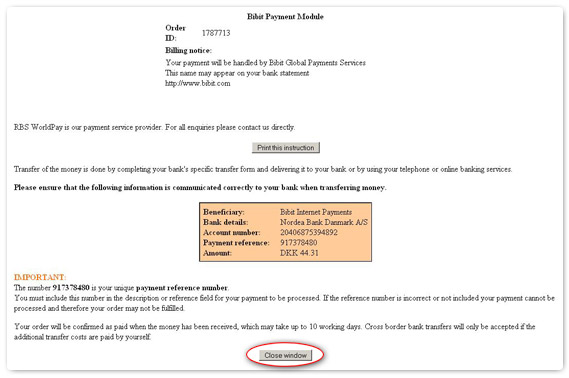 bank transfer